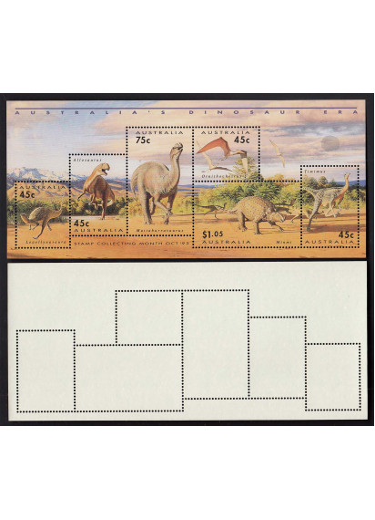 AUSTRALIA foglietto 6 valori tematica dinosauri nuovo 1993 BF 16